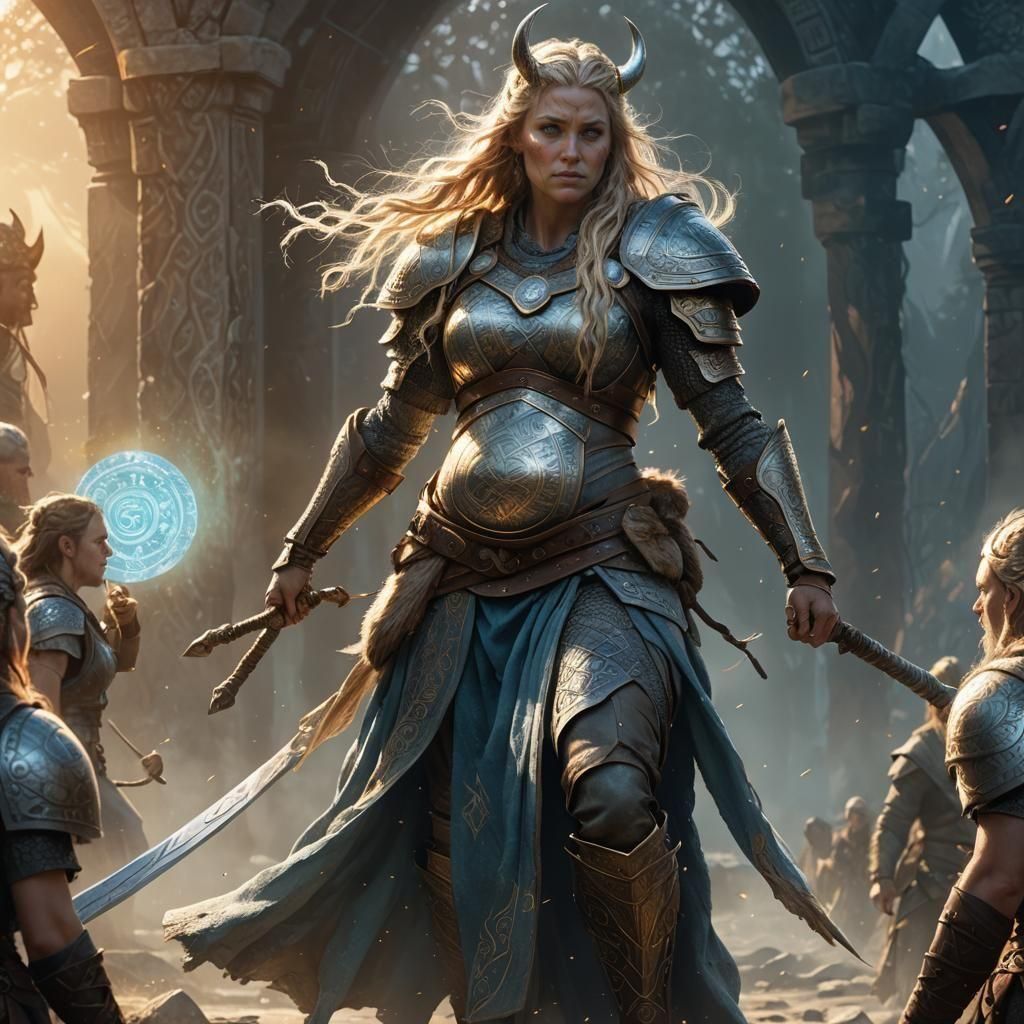 Pregnant Viking Warrioress with Tesseract