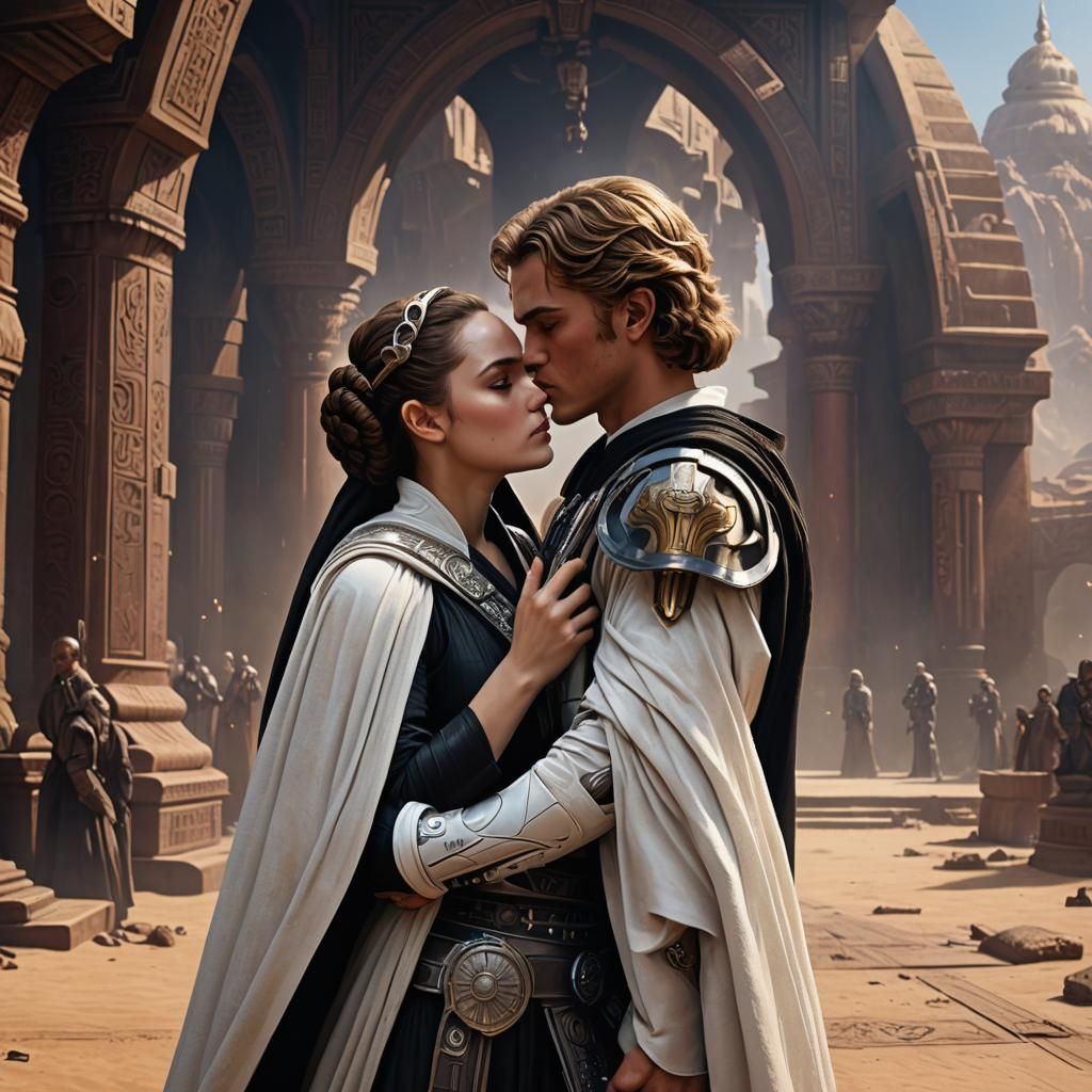 Padme and Anakin Kiss in Detailed Matte Painting