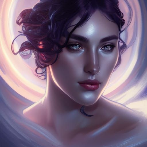 Selene Moon Goddess Portrait in Art Nouveau Style