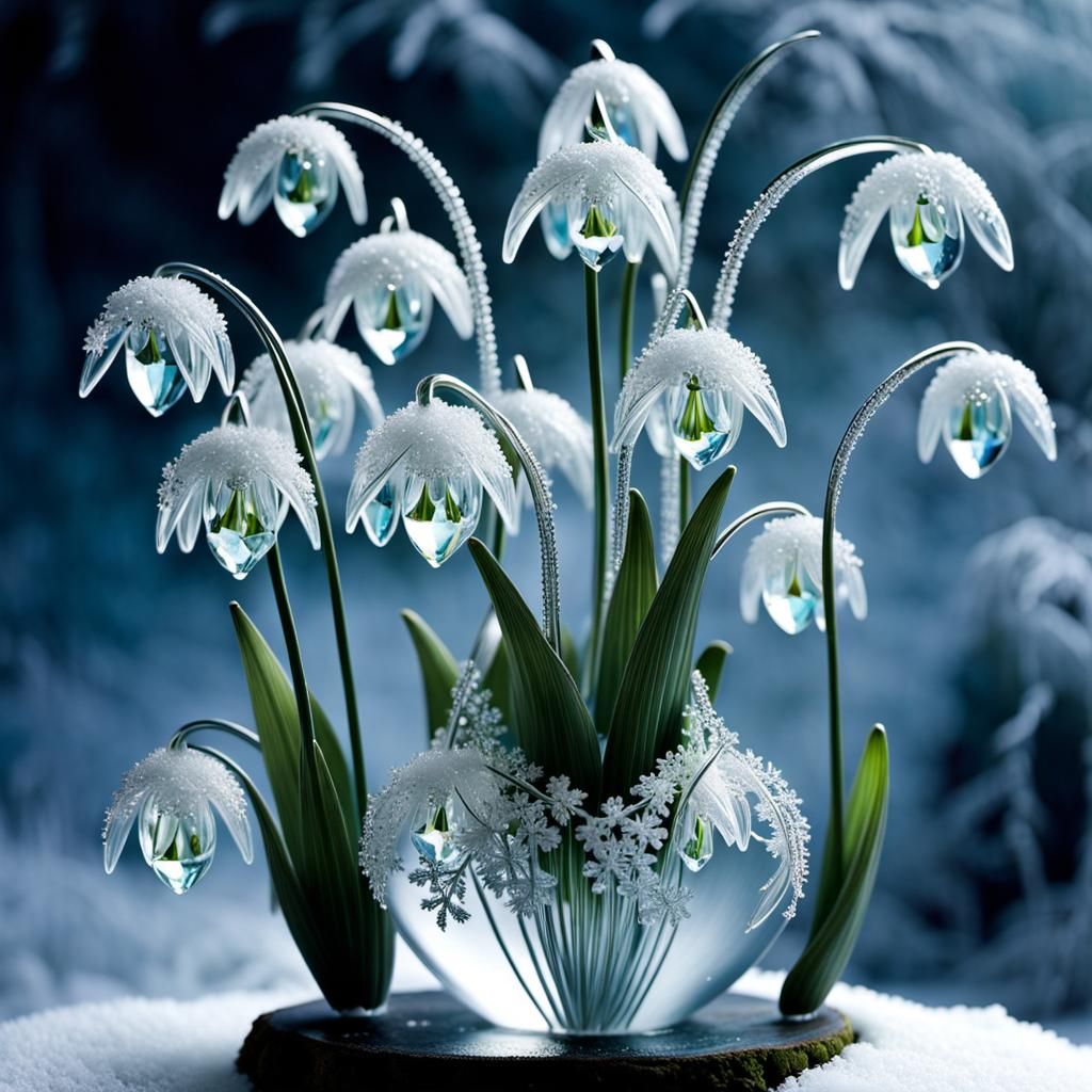 Frozen snowdrops