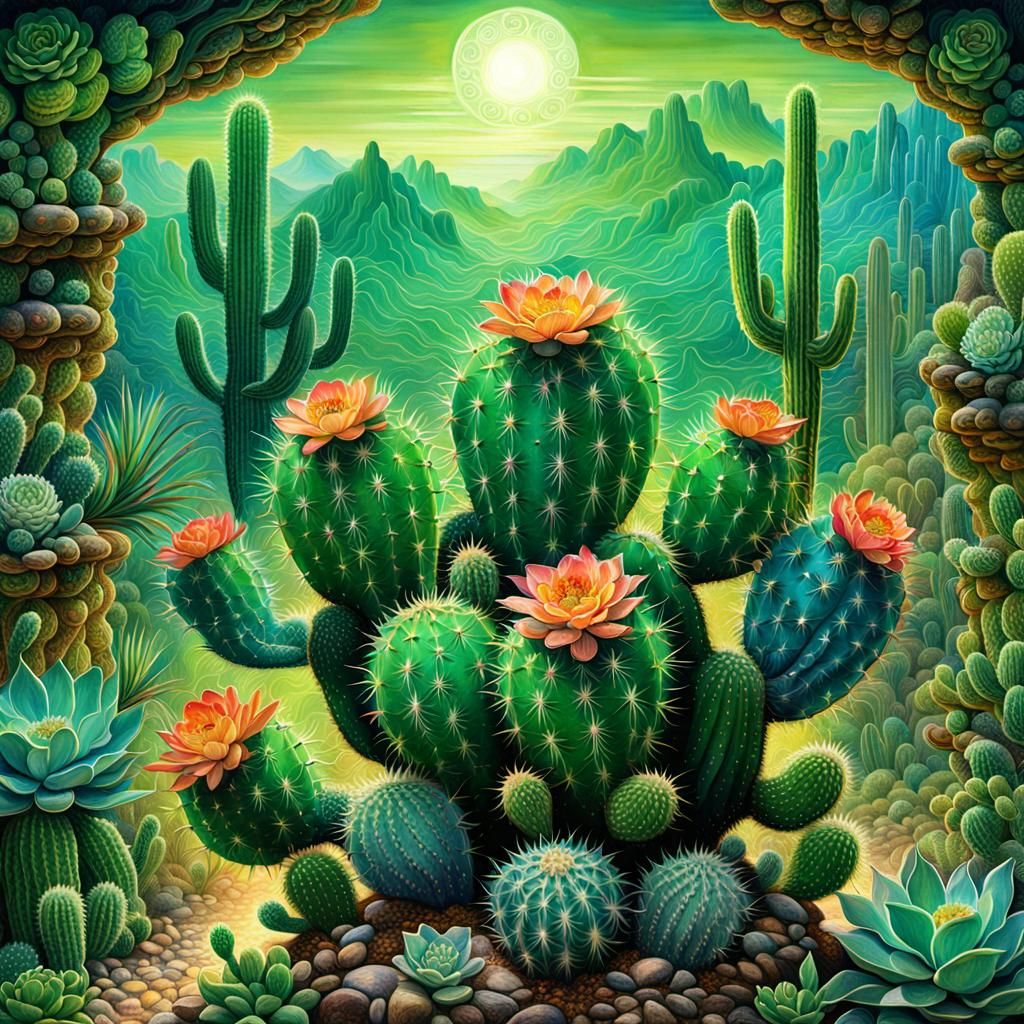 Green Cactus,Josephine Wall