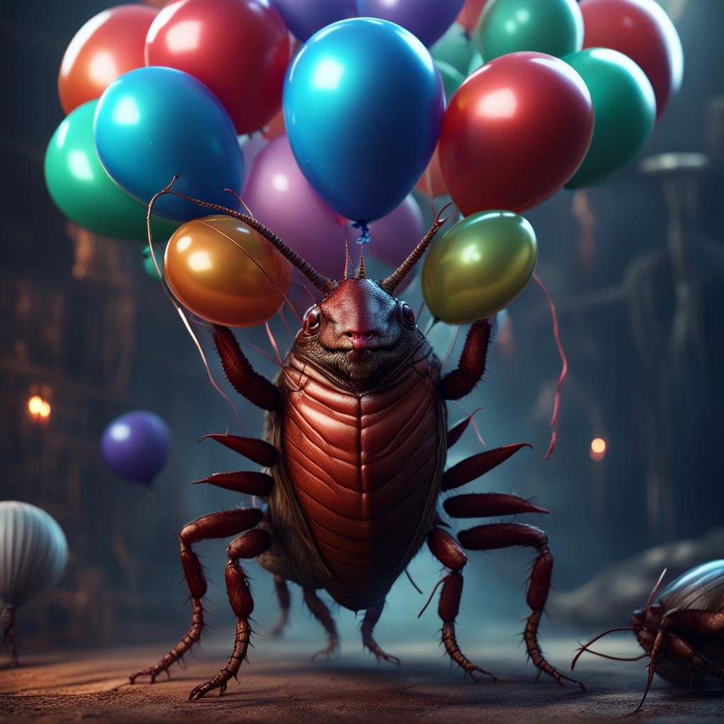 Sinister Cockroaches Celebrate with Balloons