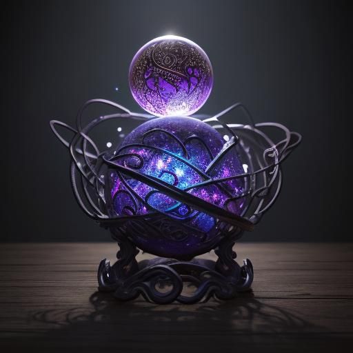 Mystical Crystal Orb in Ornate Metal Stand