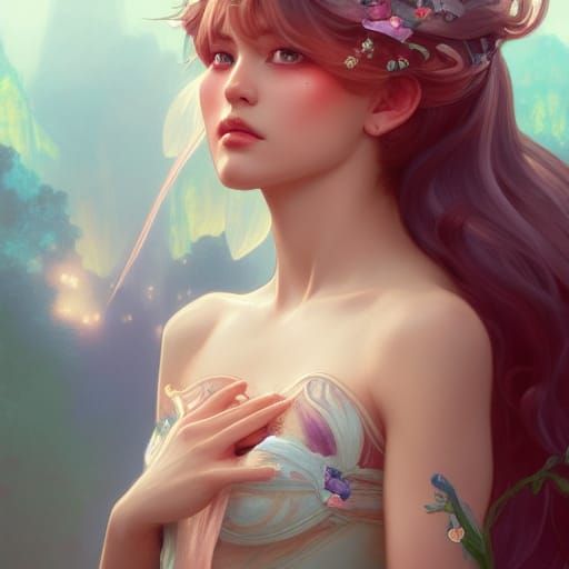 Fantasy Fairy Prince Portrait in Art Nouveau Style