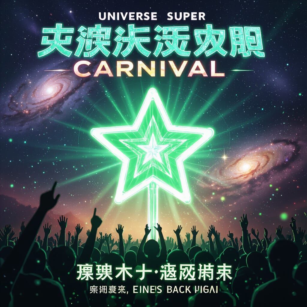 Futuristic Green Star Fan Lightstick Concert Poster