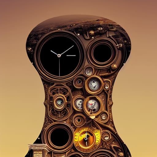 Surreal Melting Clock with Impossible Architecture