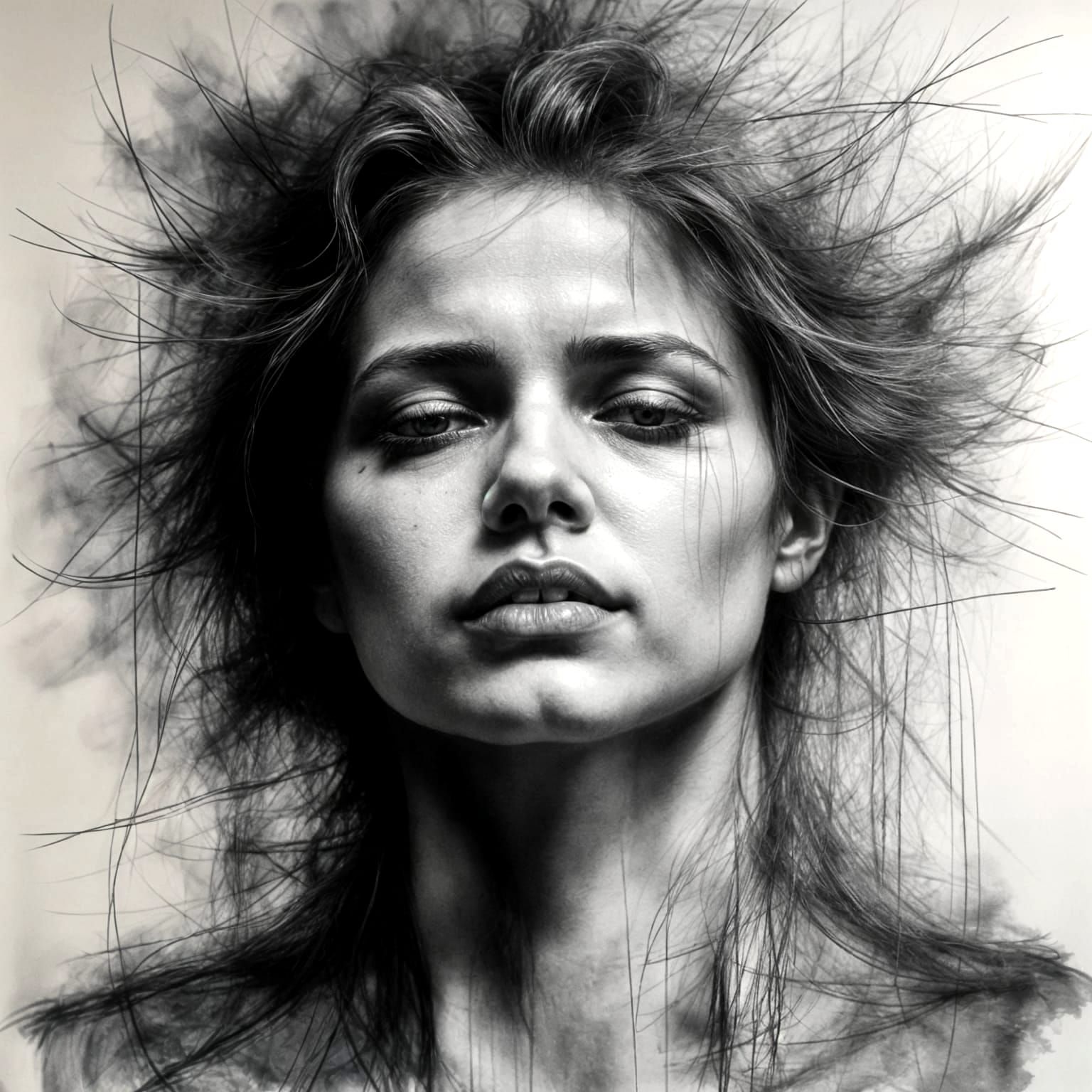 Ethereal Portrait of a Hauntingly Sad Face