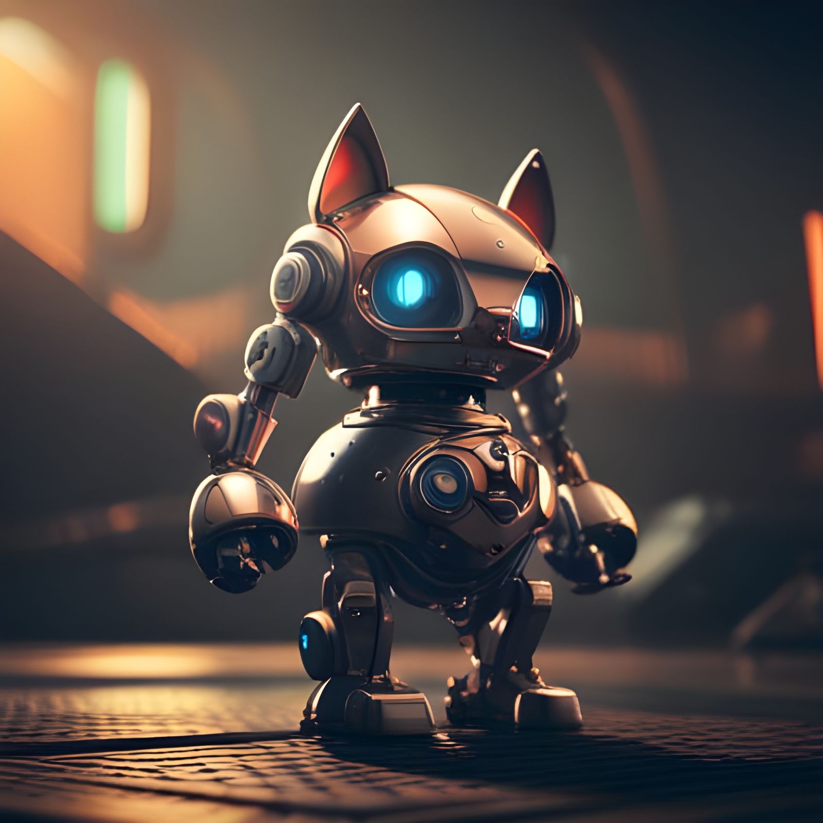 Futuristic Mech Kitty in Sci-Fi Style