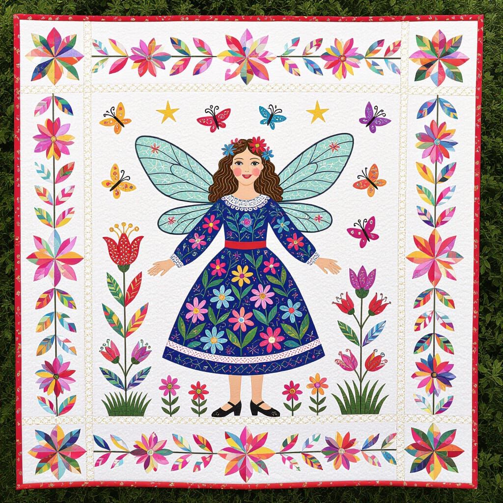 Magical Folk Art Quilt with Spring Symbolism