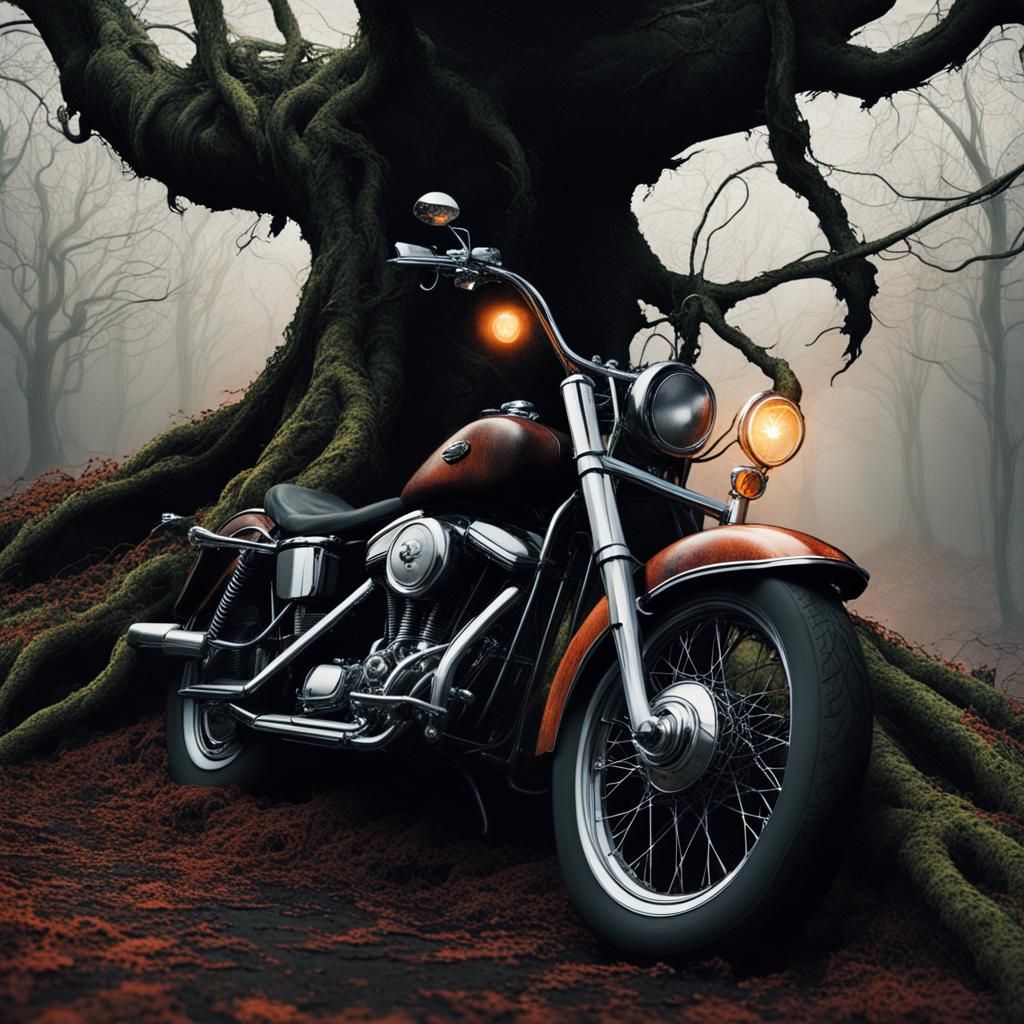 Eerie Gothic Motorcycle at Cliff's Edge