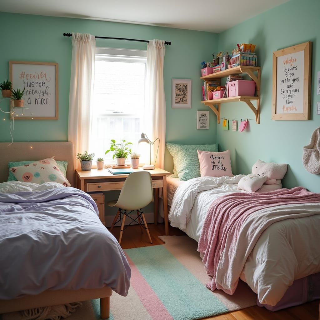 Vibrant Pastel Teen Bedroom with Cozy Decor