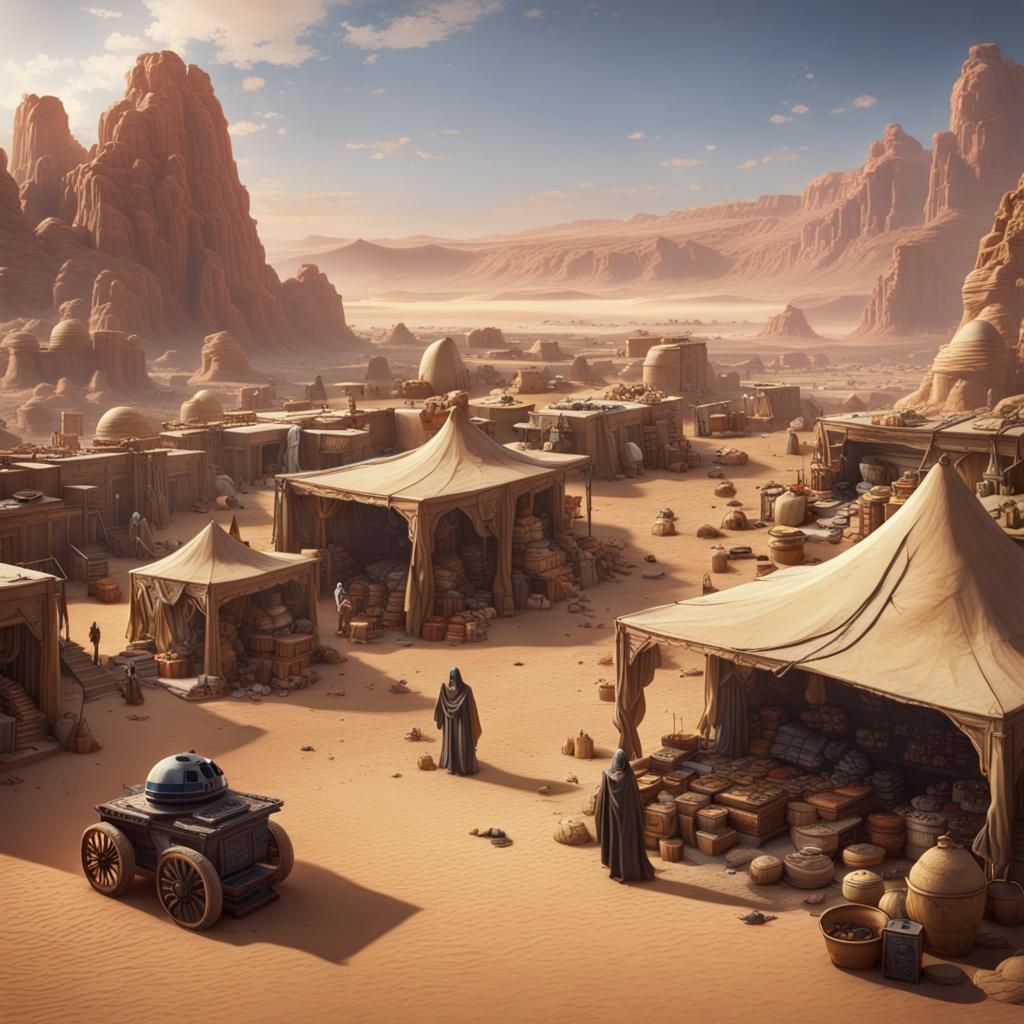 Star Wars Desert Market in Detailed Matte Painting