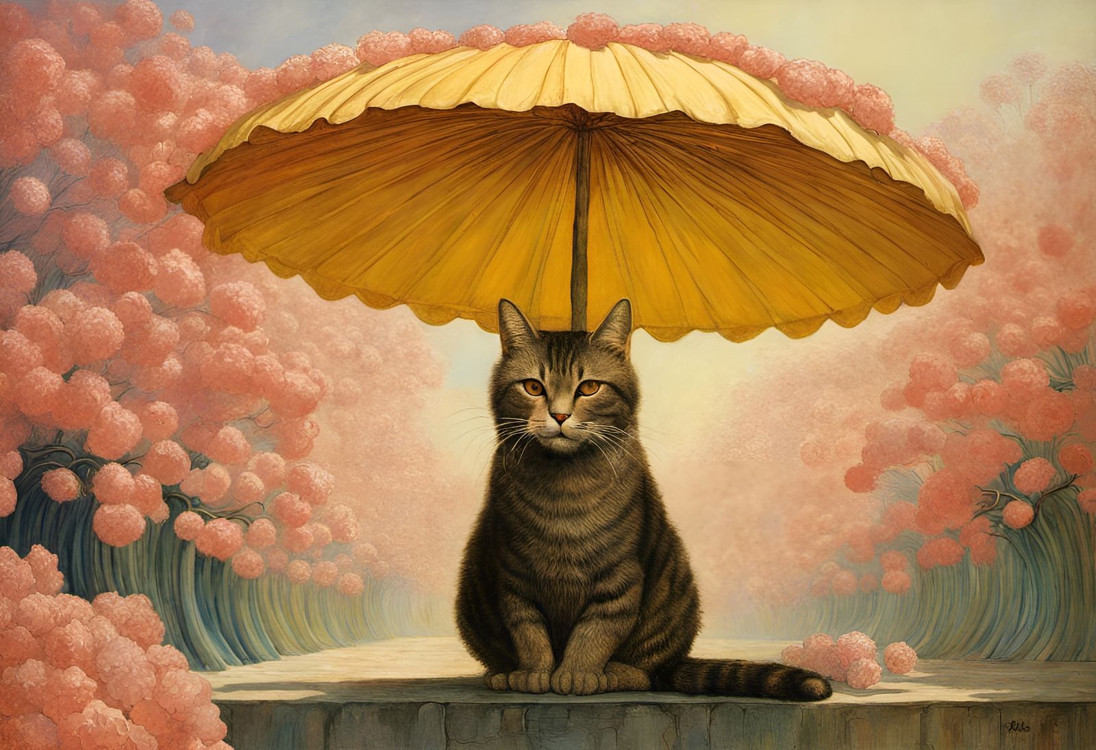 Cat fairy with yellow sunshade