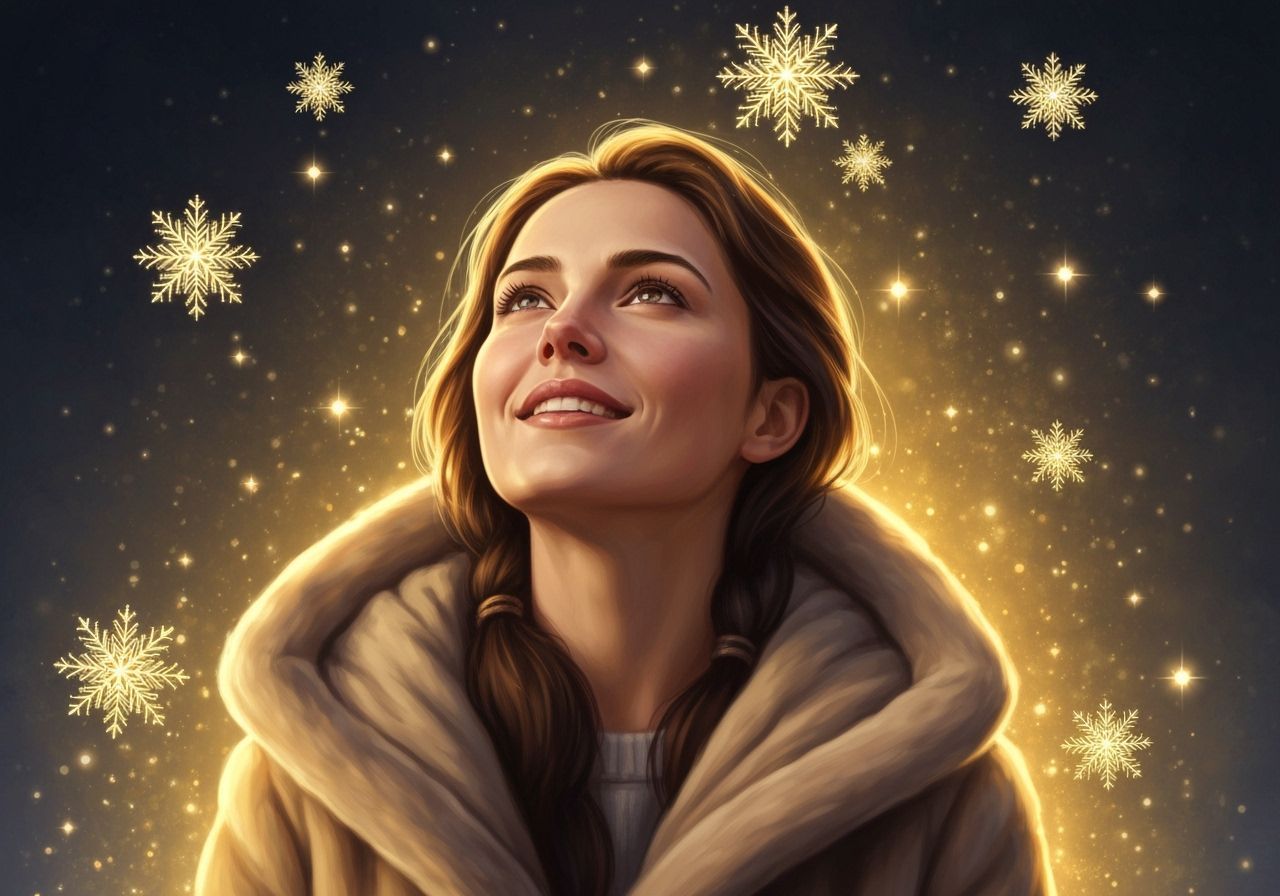 Serene Woman in Glowing Snow Fantasy Realism