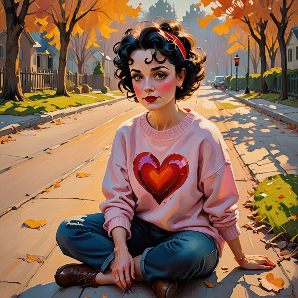 Betty Boop in a Soft Impressionist Oil Painting