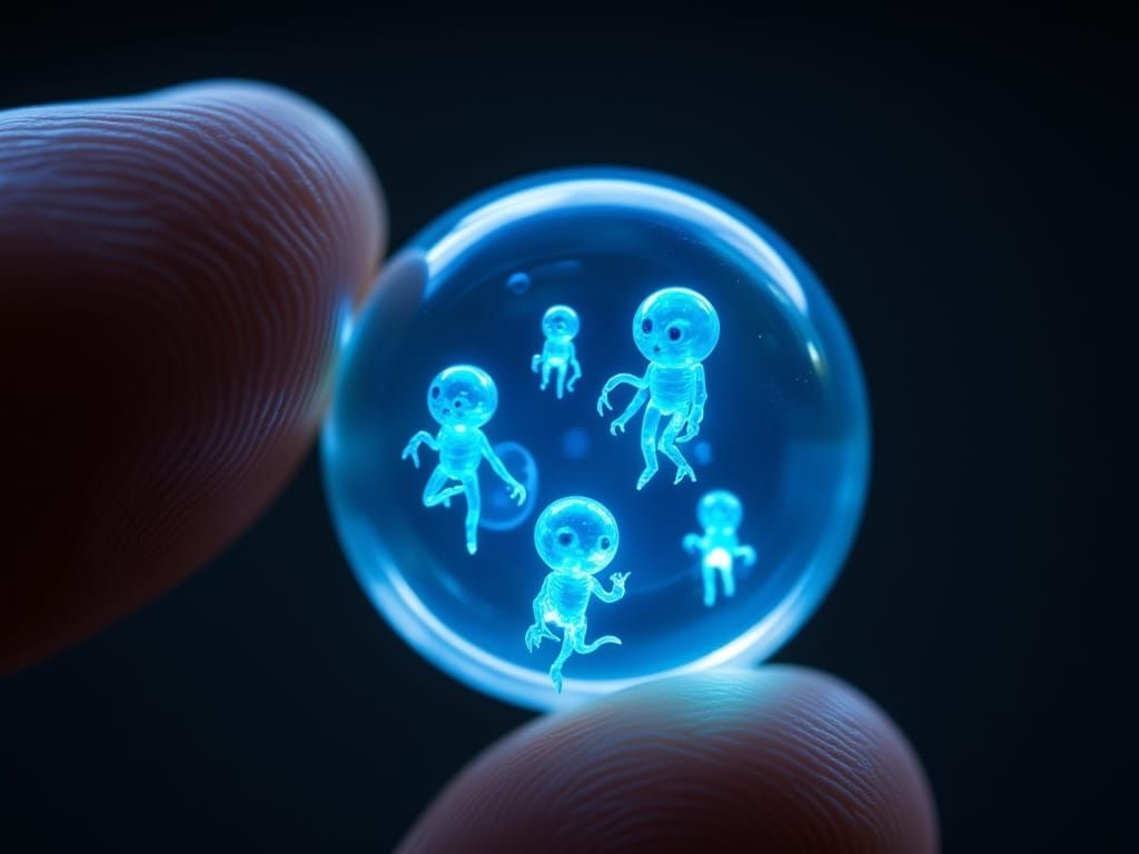 Tiny Aliens in Bioluminescent Capsule