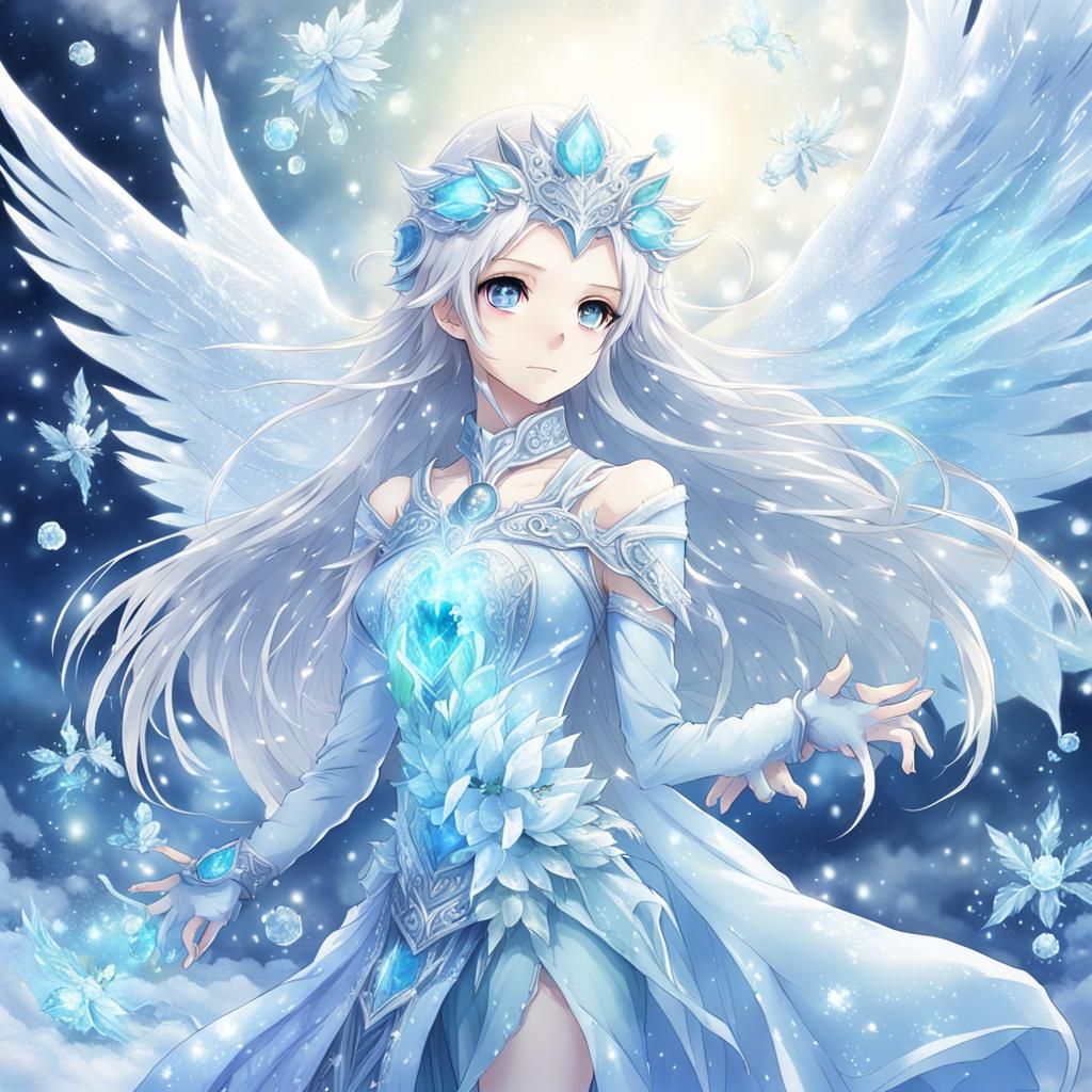 Angelic Ice Goddess in Anime Style
