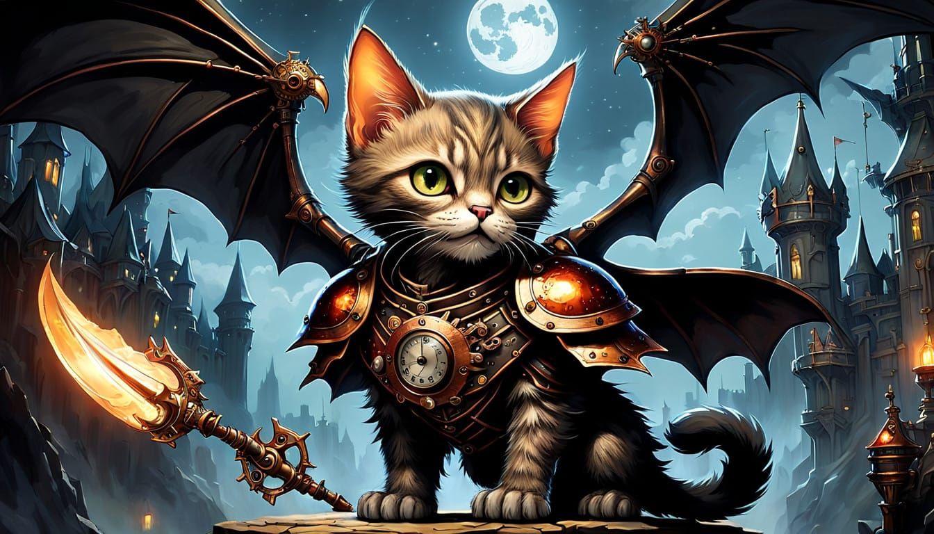 Steampunk Kitten Hero in Copper Armor