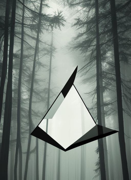 Minimalist Triangle Forest Wallpaper with Fog