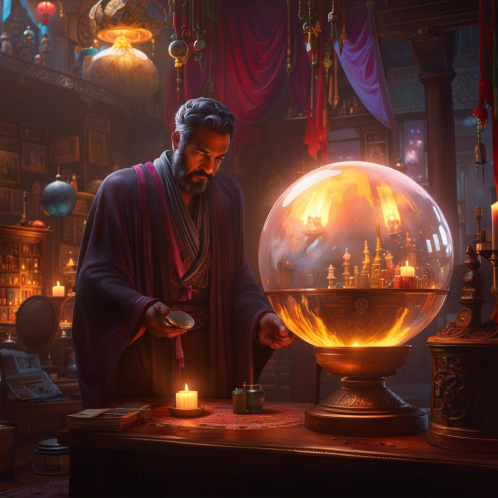 Mysterious Crystal Ball in Fortune Teller Shop