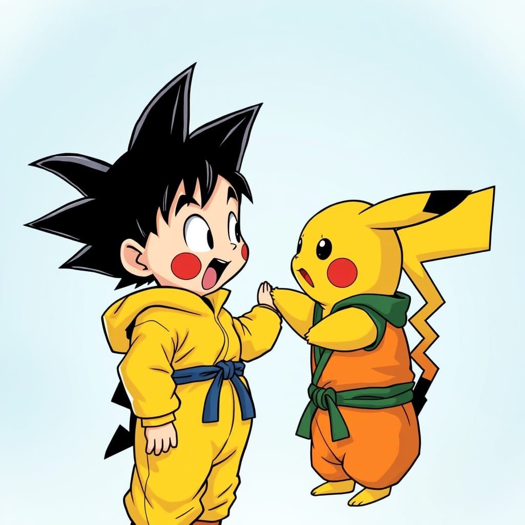 Goku and Pikachu in Comic Book Style