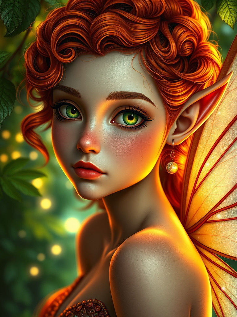 Enchanting Fairy Portrait in Art Nouveau Style