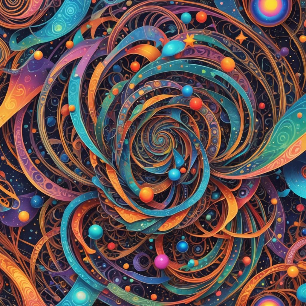 Holographic Slinky: Astral Cosmic Illustration in Mixed Medi...