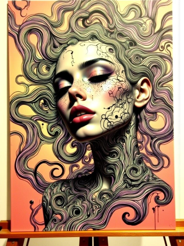 Surreal Murraypunk Portrait in Distorted Perspective