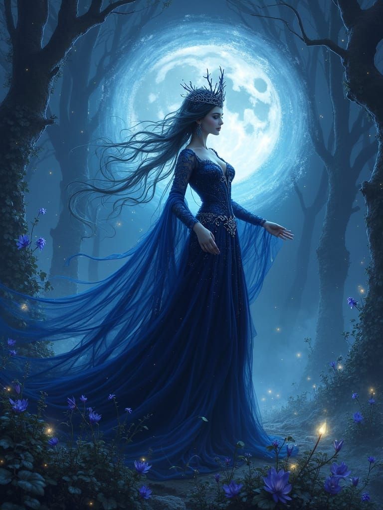 Gothic Queen Amidst Spectral Vortex