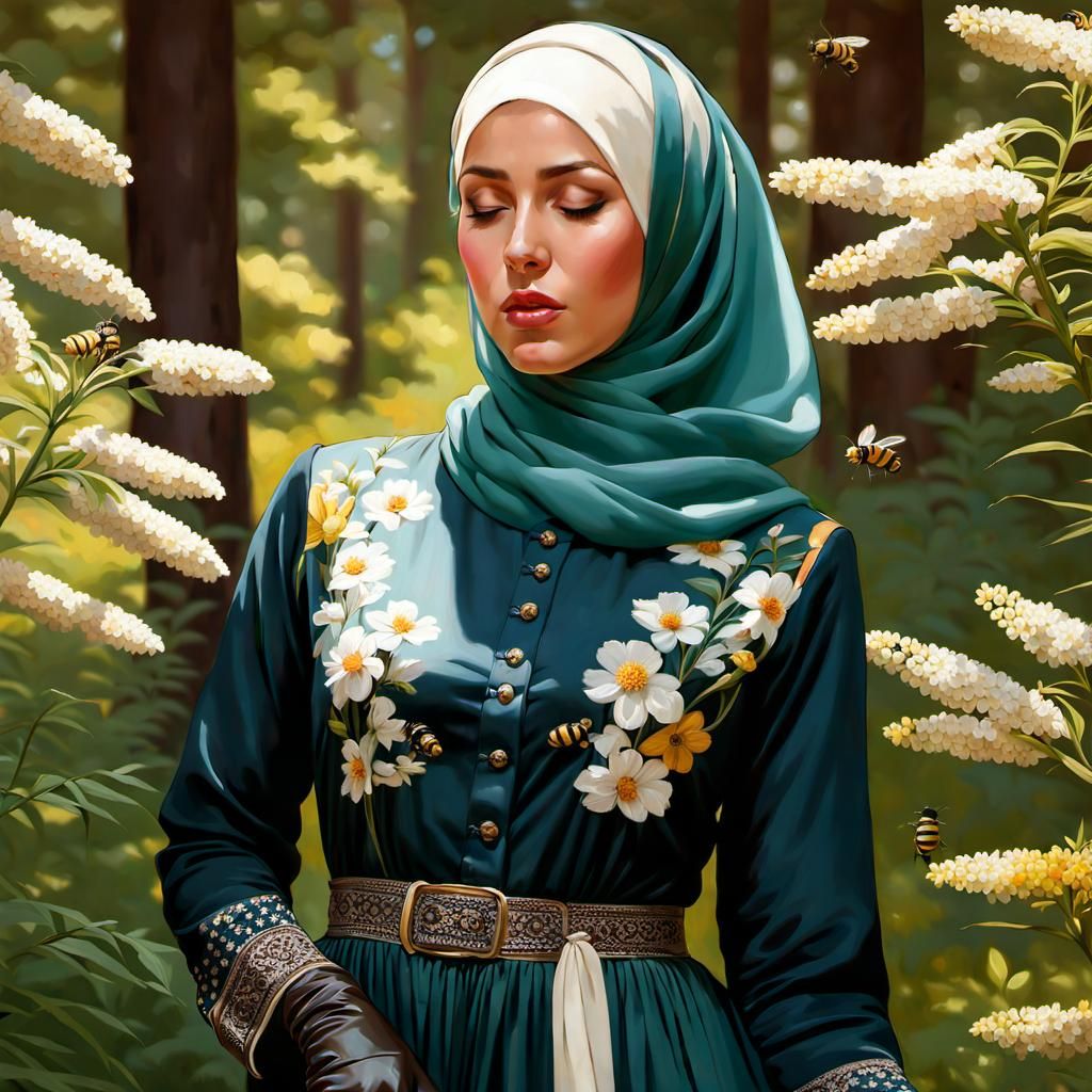 Danish Girl in Forest: Oil Painting Portrait