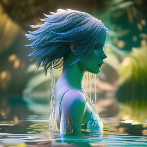 Water Elemental Girl: An Undine in Digital Art