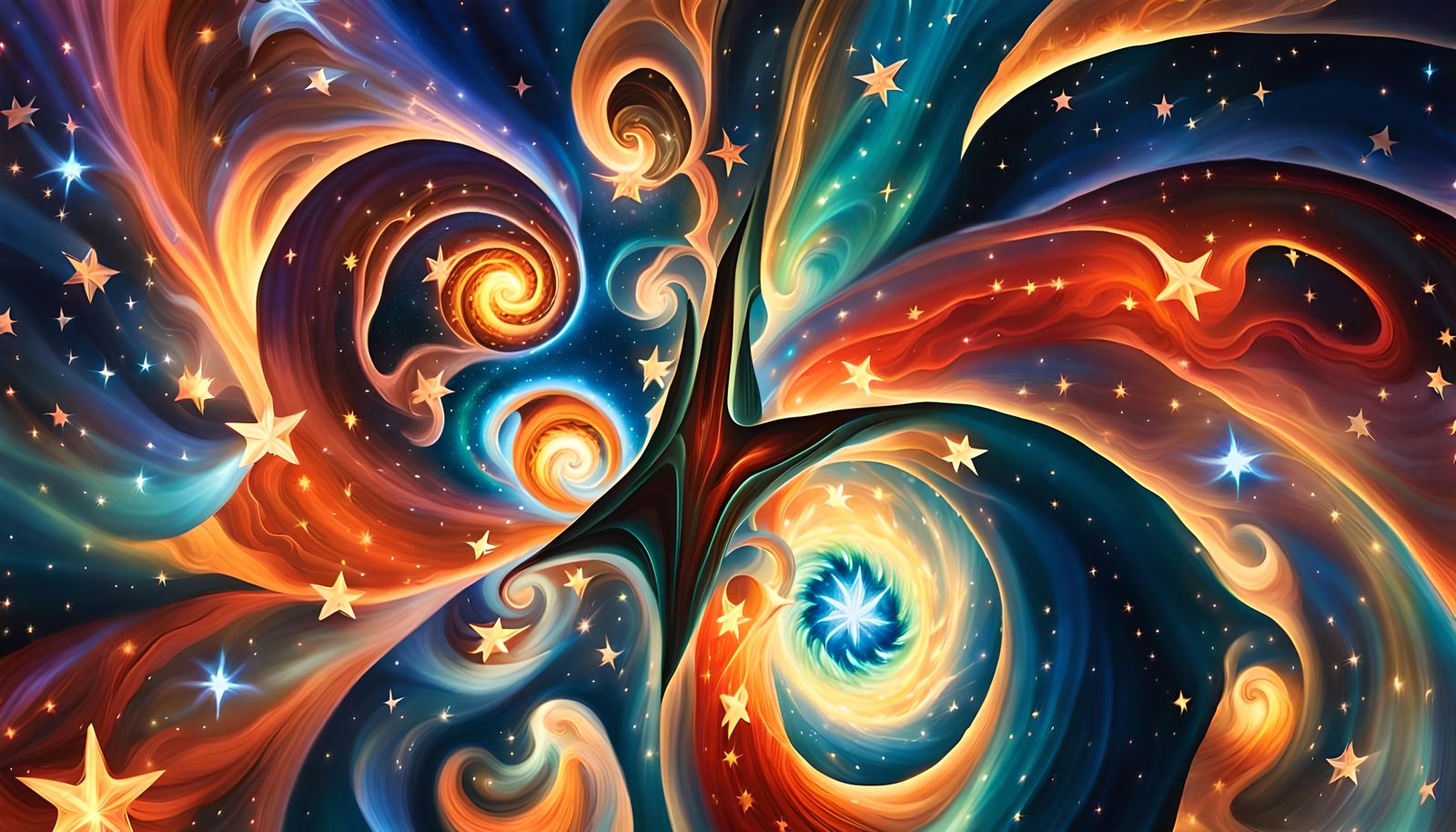 Star Formation Cluster in Surreal Impasto Oil Paint