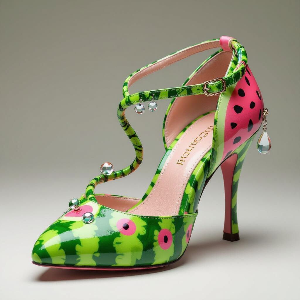 Vibrant Watermelon Shoe in Surrealist Style