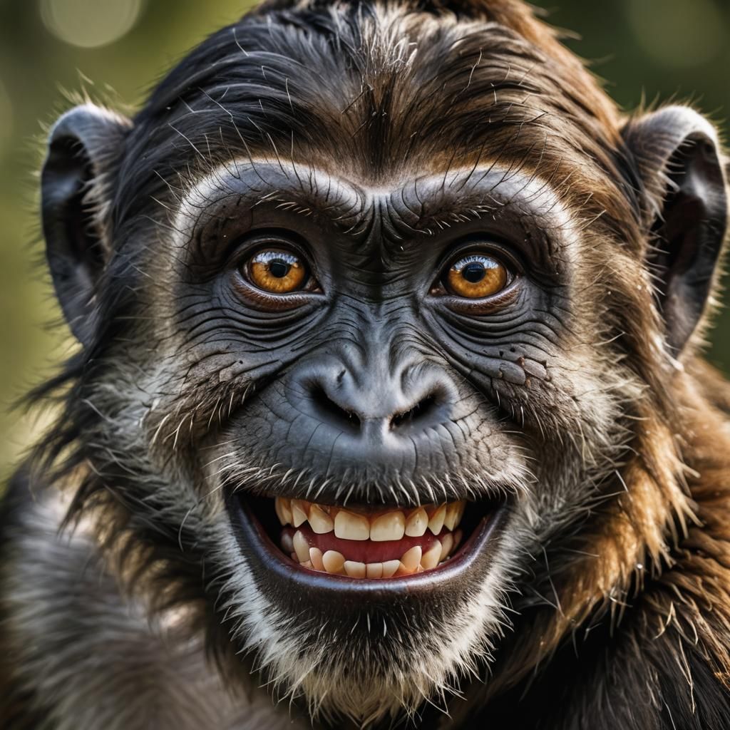 Smiling Monkey Portrait in Wildlife Photography Style