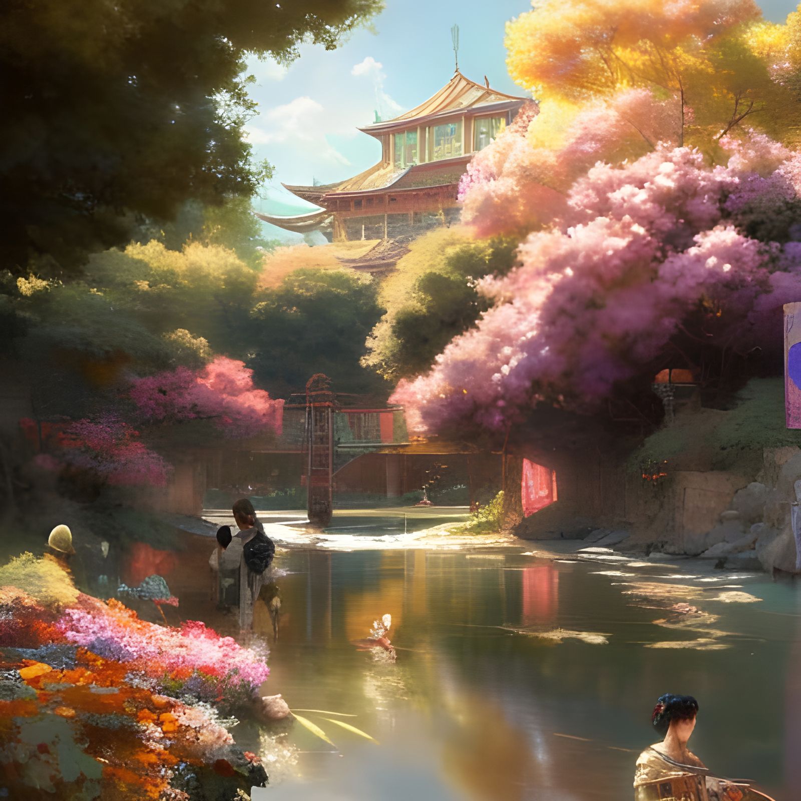 Solarpunk Summer Day Anime Painting