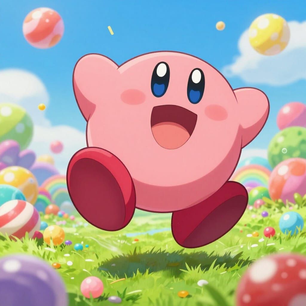 Kirby Bounces Through Vibrant Candy Land