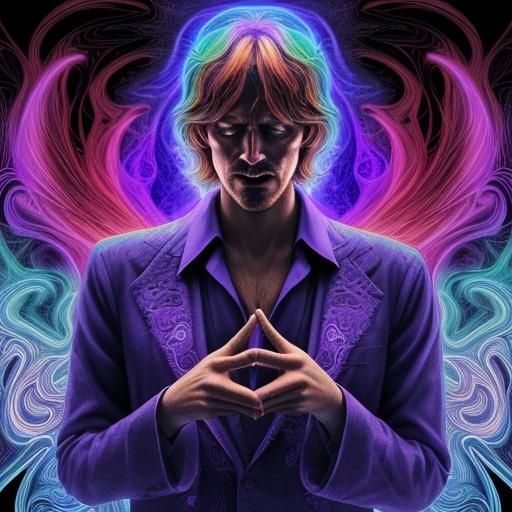 Psychedelic The man is negotiating with a supernatural entit...