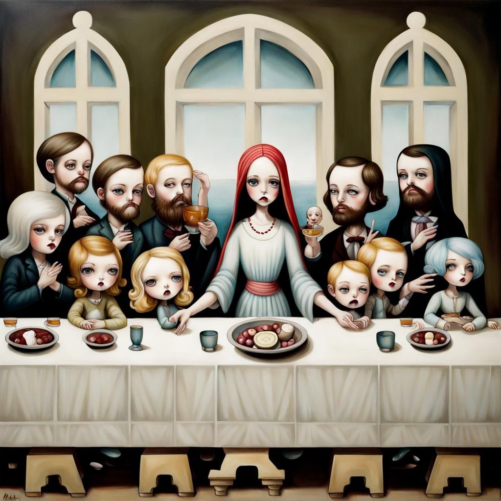 The Last Supper in Pop Surrealist Style