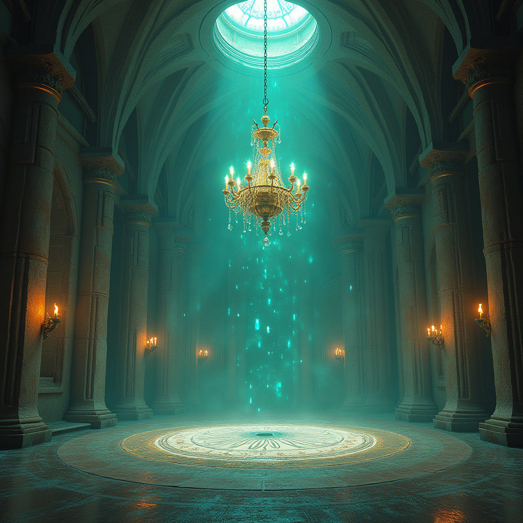 Mystical Chamber with Chandelier in Fantasy Concept Art