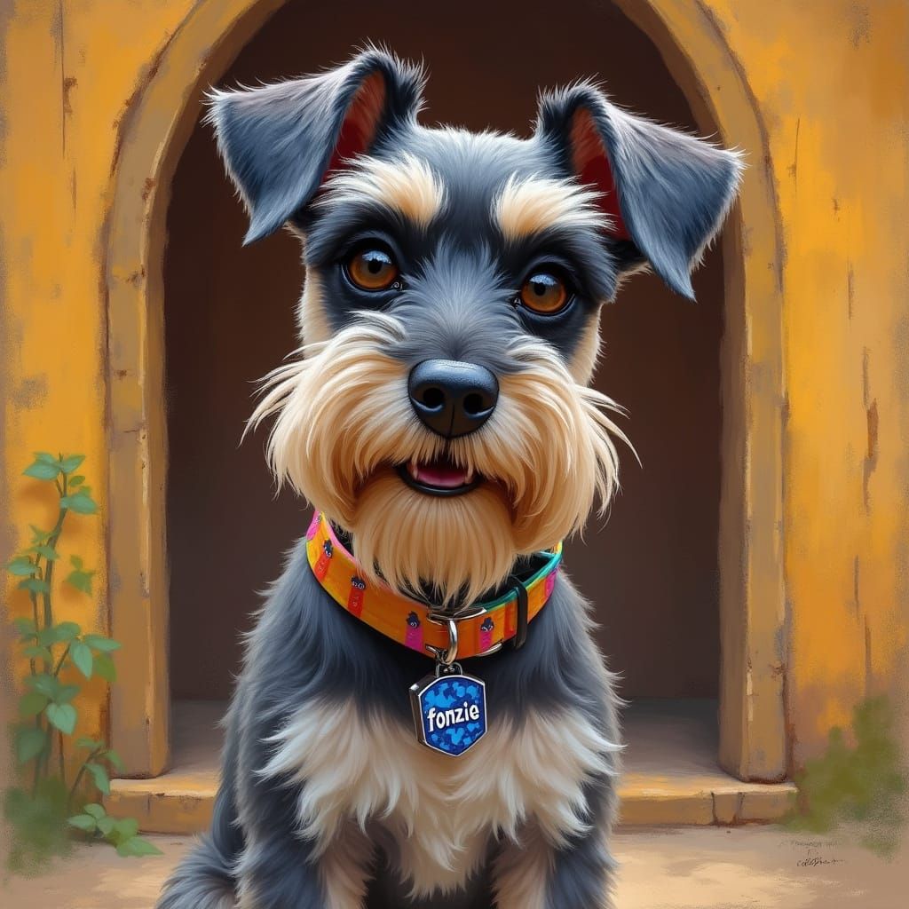 Mini Schnauzer in Impressionist Whimsy