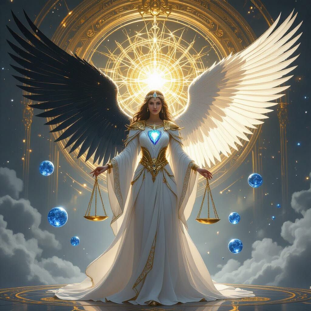 Angelic Guardian of Balance with Golden Astral Mechanism