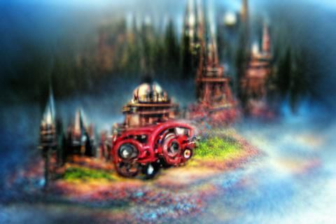 Steampunk Matte Painting with Holographic Elements