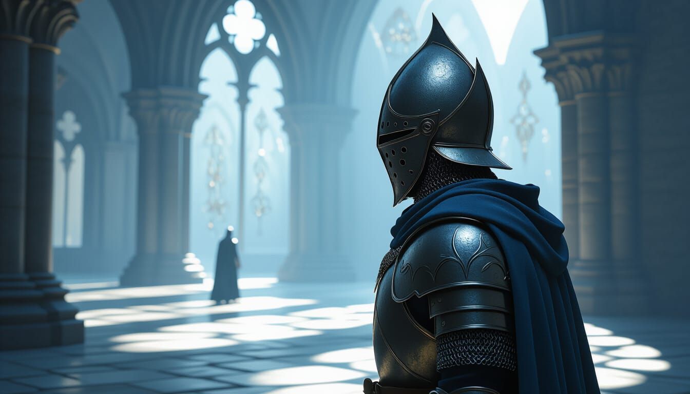 Warrior in Petal Helmet in Ethereal Silent Court