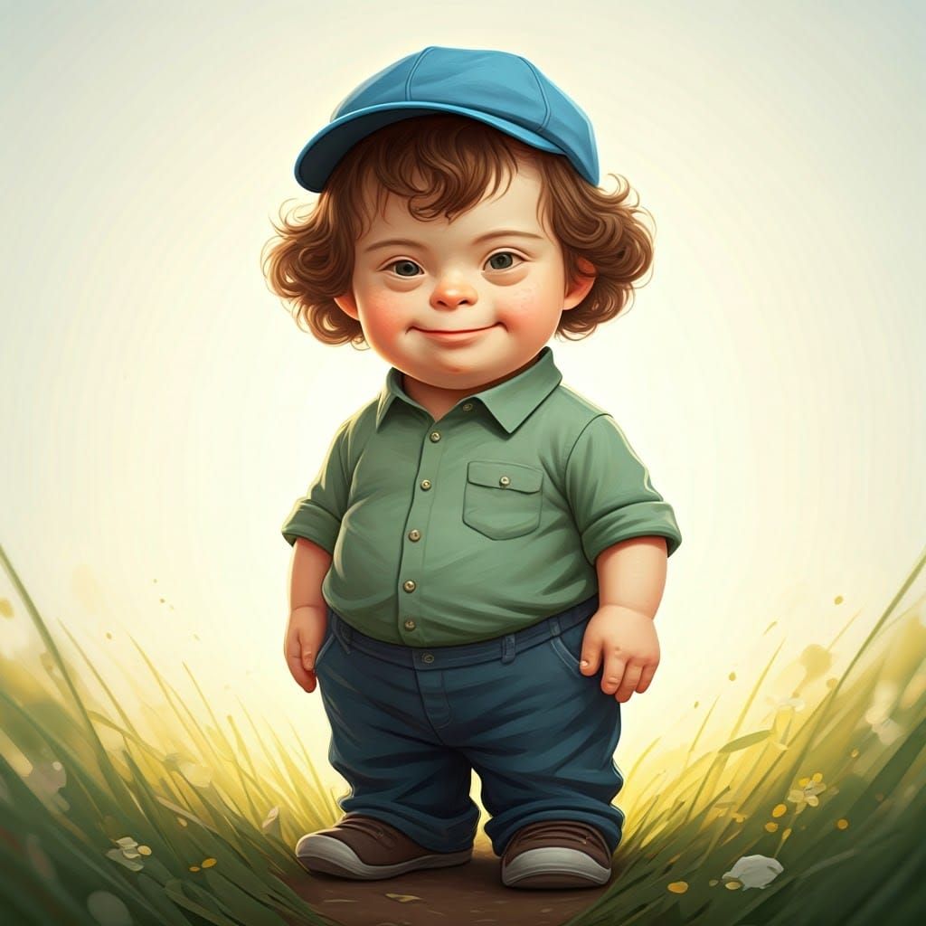 Boy with Down Syndrome in Rustic Summer Lighting