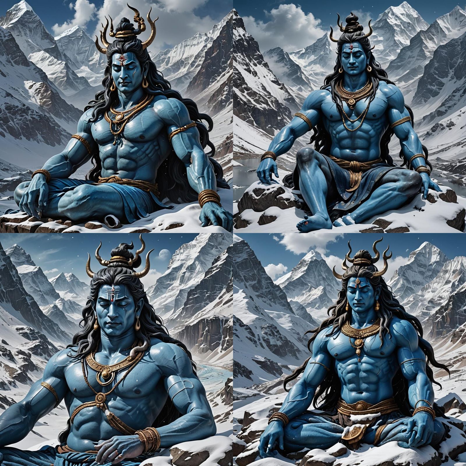 Lord Shiva Sleeps Peacefully in Kailash: Fantasy Art