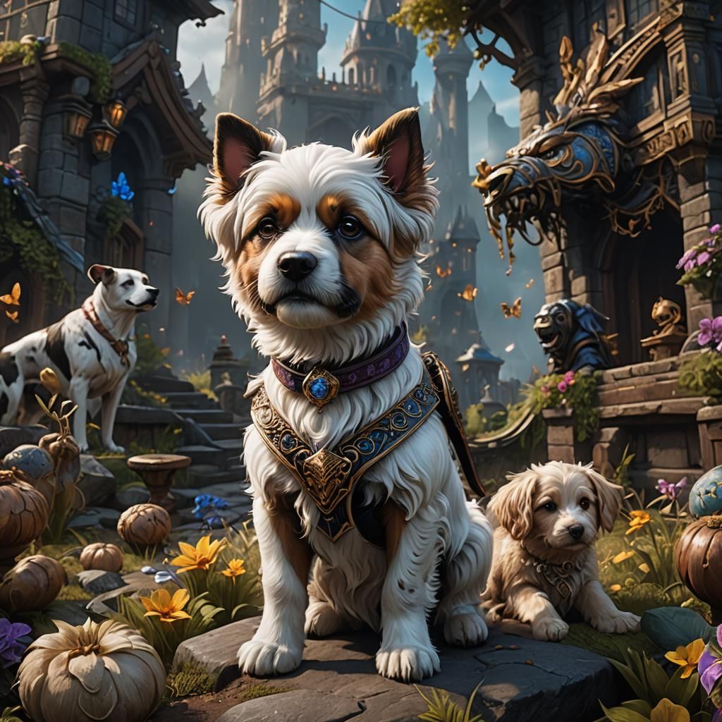 Beautiful Dog Baby in Detailed Matte Painting