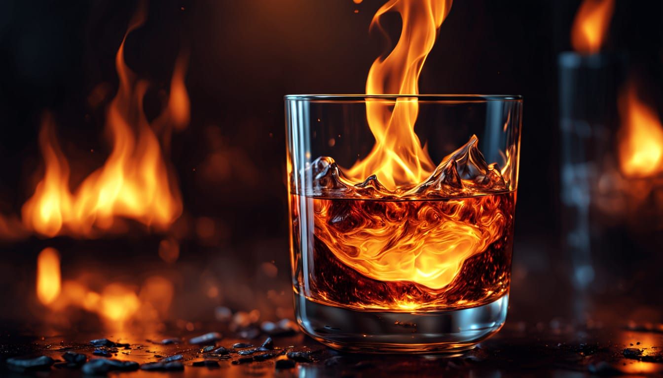 Liquid Fire in Glass: Hyperrealistic Digital Art