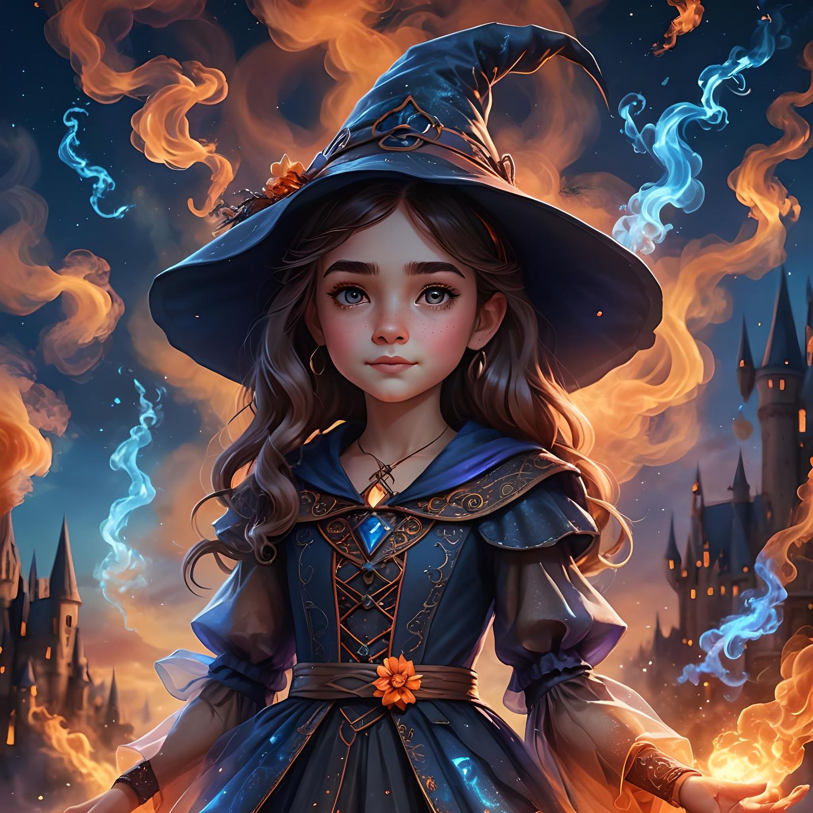 Hogwarts Witch Portrait in 3D Digital Art Style