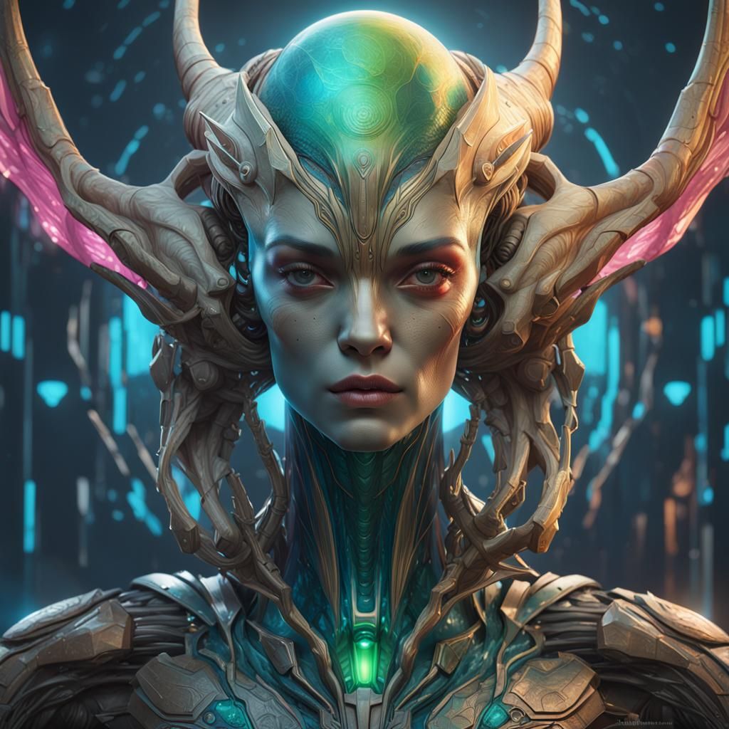 Beautiful Alien Portrait in Hyperdetailed Style