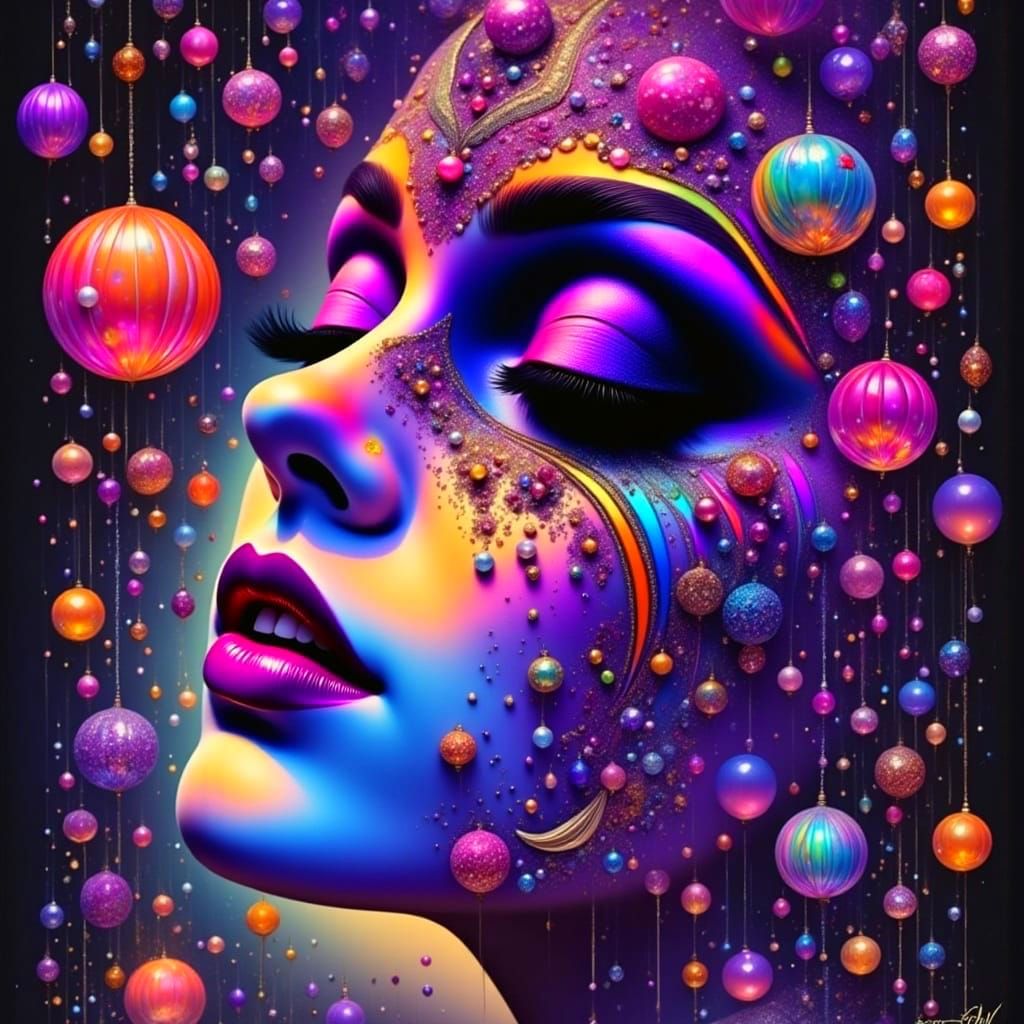 Surreal Goddess in Neon Wonderland